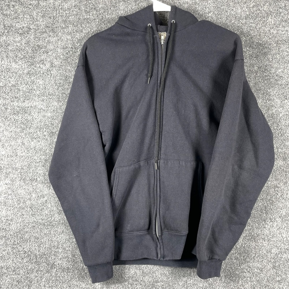 Vintage Cheetah Hoodie Mens Small Blue Full Zip Sweatshirt Blank YKK Retro 90s